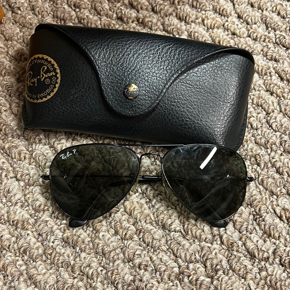 Rayban black polarized sunglasses with case